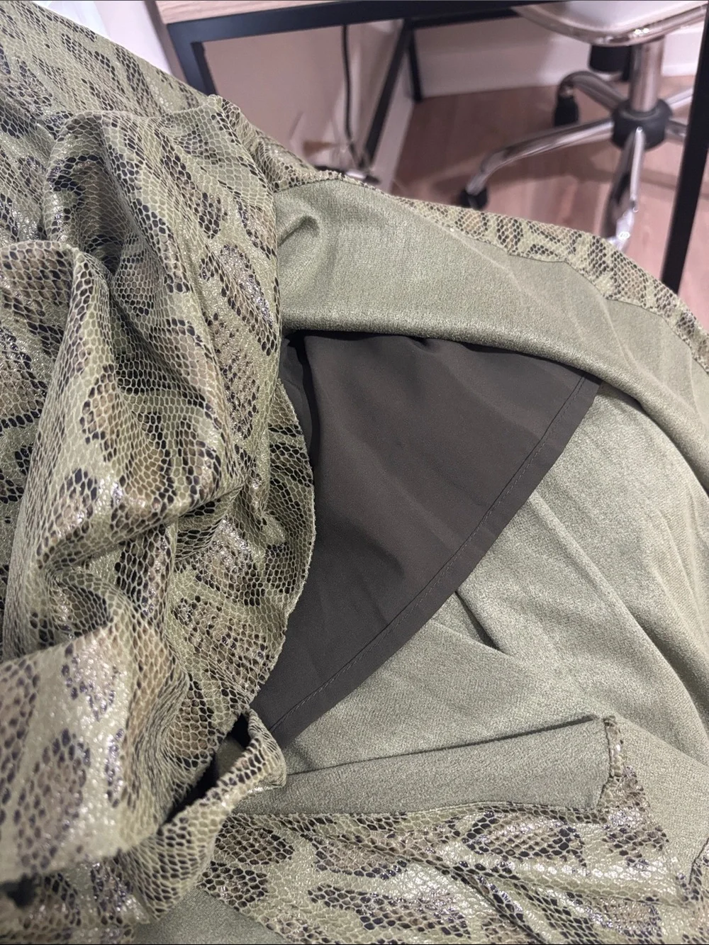 Olive Green Reptile Habitat Liner with Scale Pattern